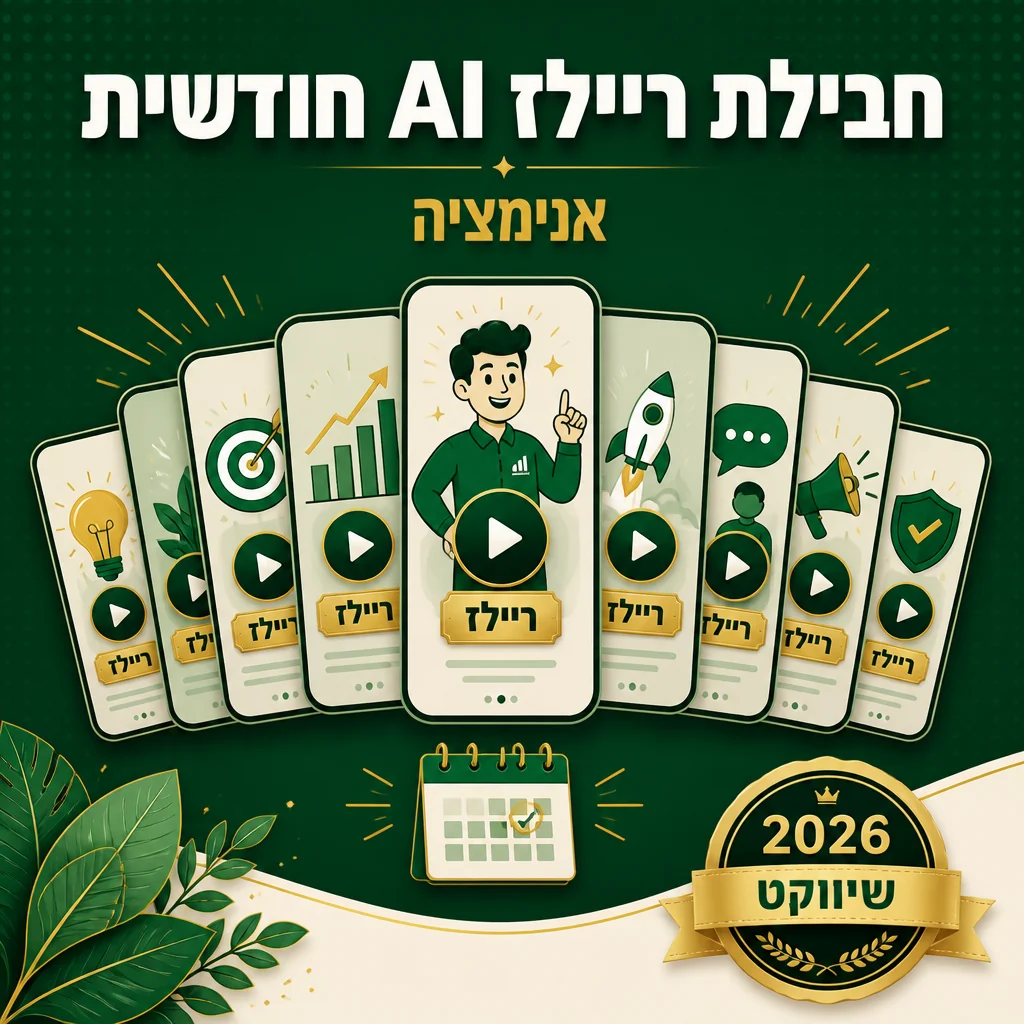 דוגמה לחבילת רילס AI חודשית של שיווקנט