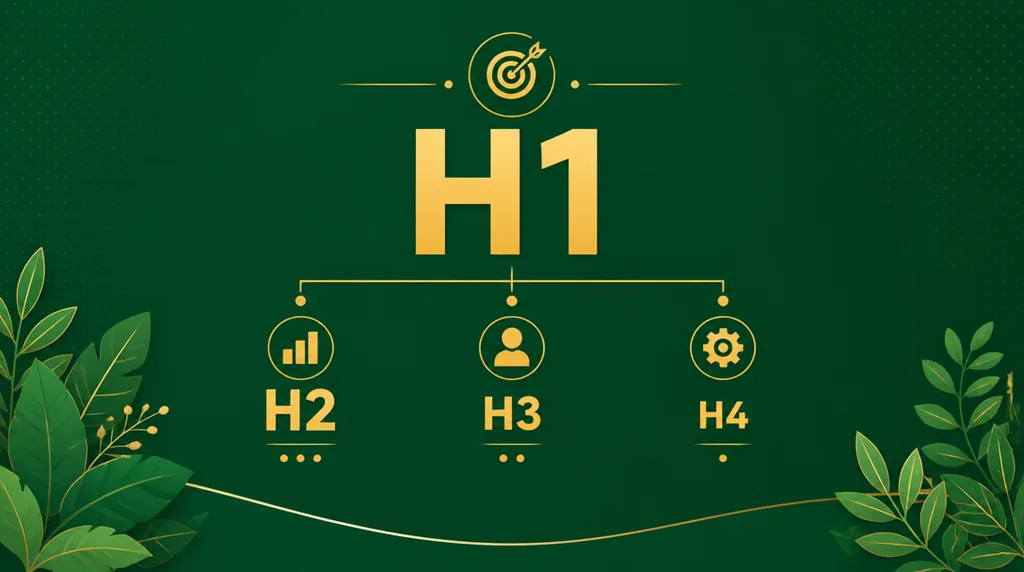תרשים: היררכיית כותרות - H1 גדול ולמטה H2, H3, H4 בסדר יורד
