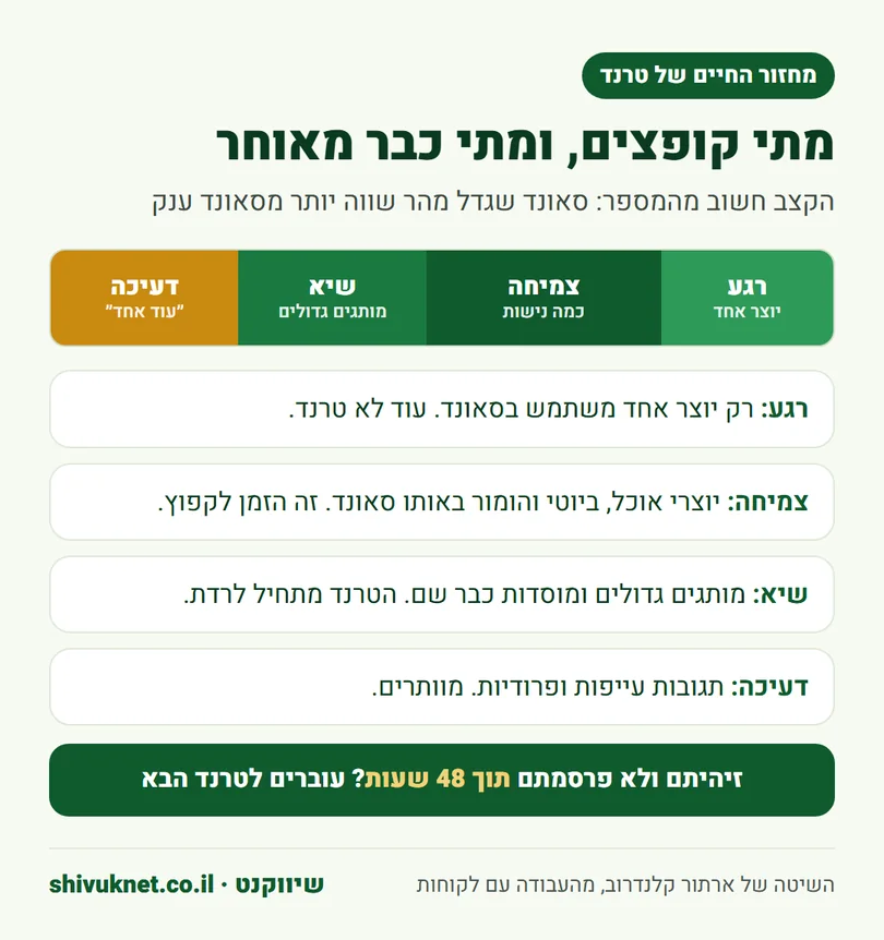 ארבעת השלבים של טרנד בטיקטוק ומתי נכון להצטרף אליו