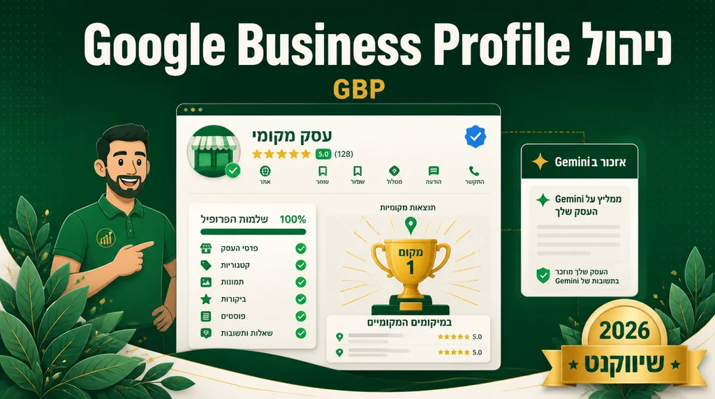 ניהול ואופטימיזציה של Google Business Profile - דשבורד ניהול כרטיס עסק בגוגל