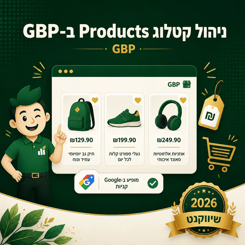 תצוגת קטלוג Products בכרטיס Google Business Profile עם תמונות ומחירים