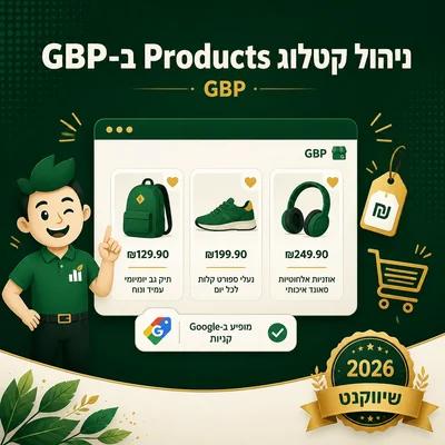 תצוגת קטלוג Products בכרטיס Google Business Profile עם תמונות ומחירים