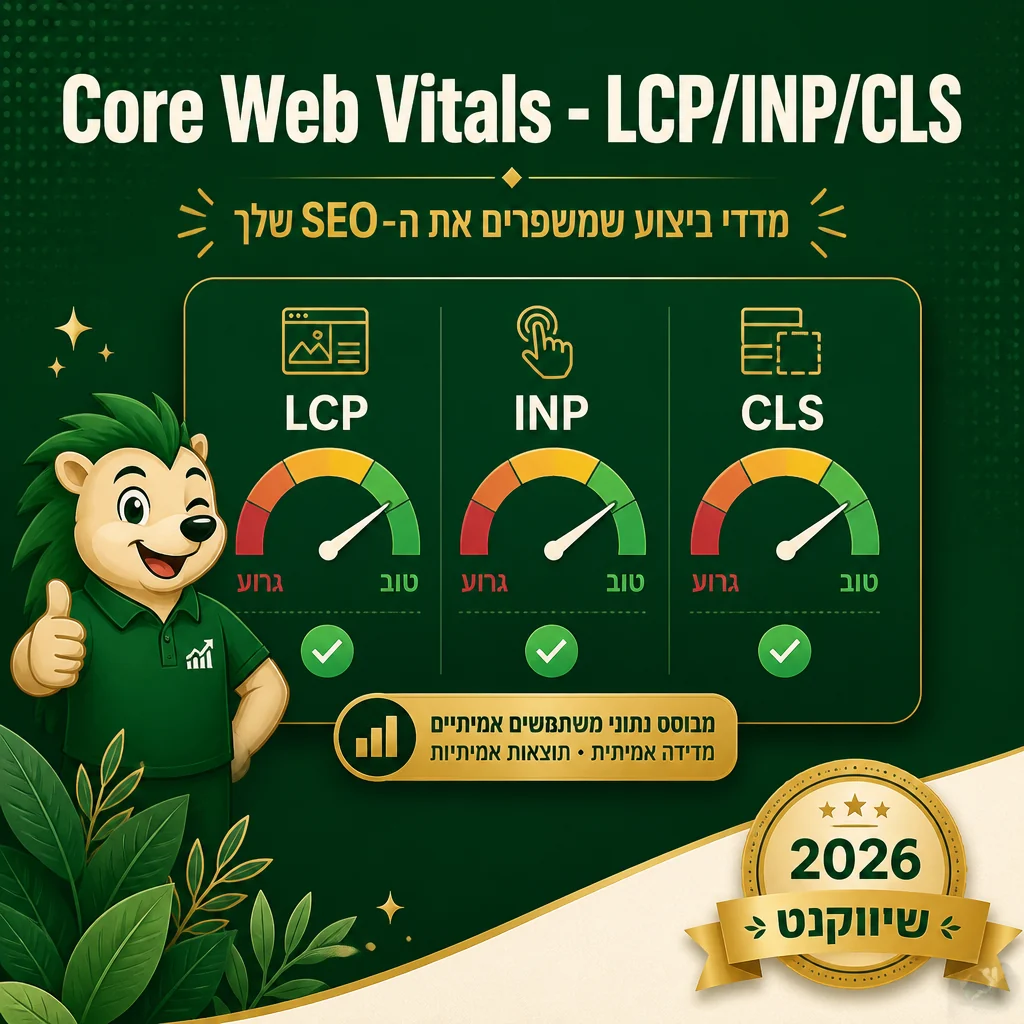 דוח Core Web Vitals ב-Search Console עם מדדי LCP INP CLS