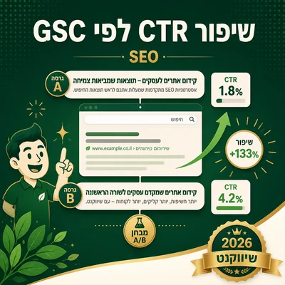 השוואת CTR לפני ואחרי שינוי כותרת בדוח Performance של GSC