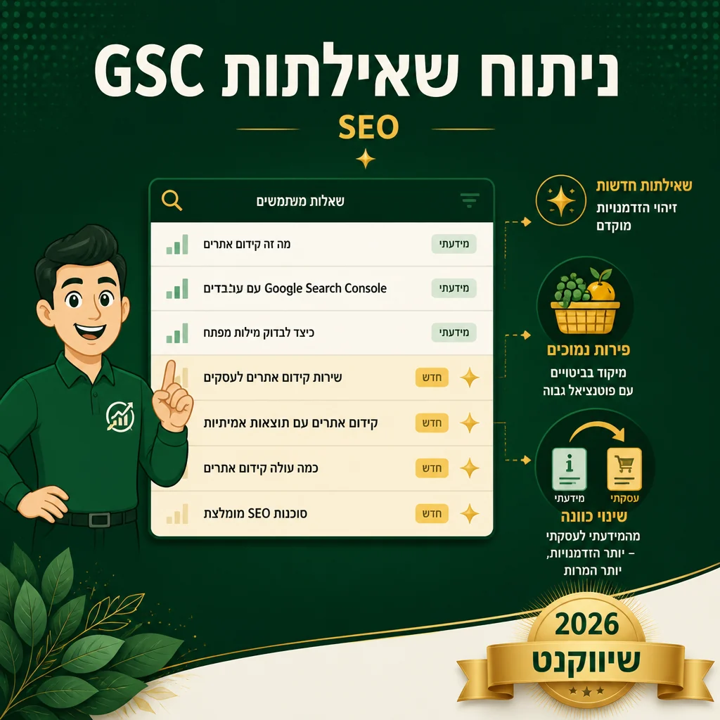 דוח Performance עם סינון שאילתות חדשות שצמחו ב-30 הימים האחרונים