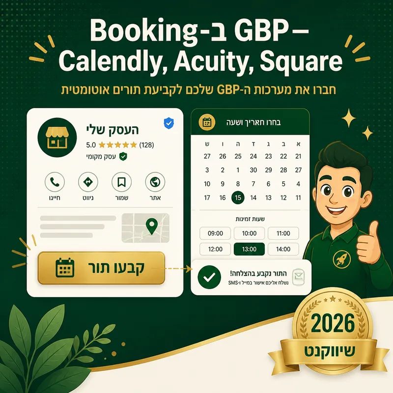 Booking ב-GBP - Calendly, Acuity, Square - שיווקנט