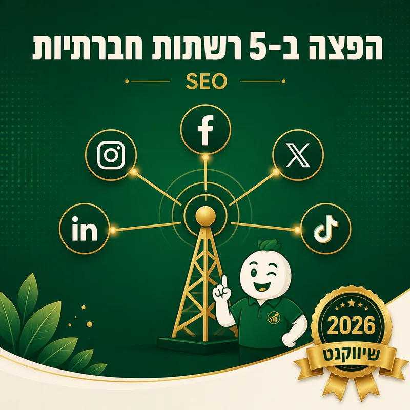 הפצה ב-5 רשתות חברתיות - שיווקנט