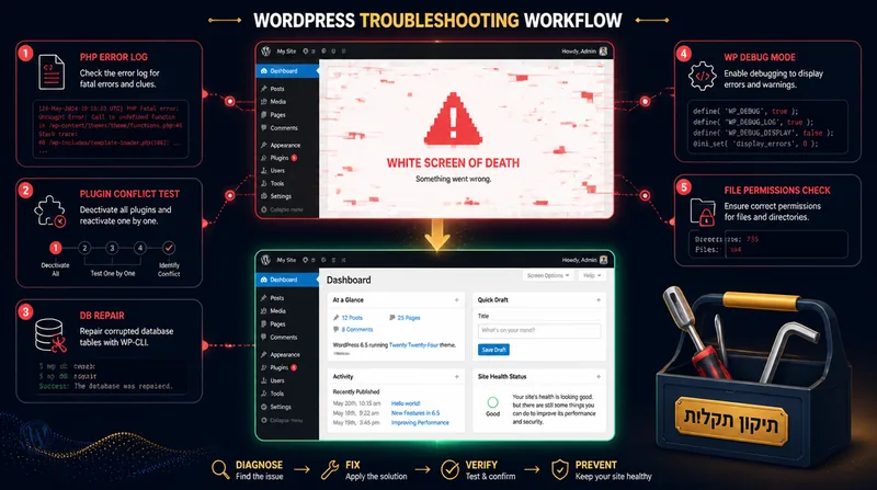 פתרון תקלות WordPress - שיווקנט