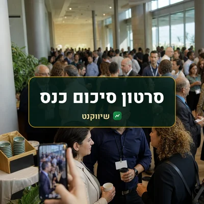 סרטון סיכום כנס: משתתפים משוחחים עם כוסות קפה בלובי הכנס, ויד מצלמת בטלפון את ההמולה
