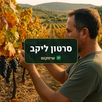 סרטון ליקב: יינן מצלם בטלפון אשכולות ענבים בין שורות הכרם בהרי יהודה