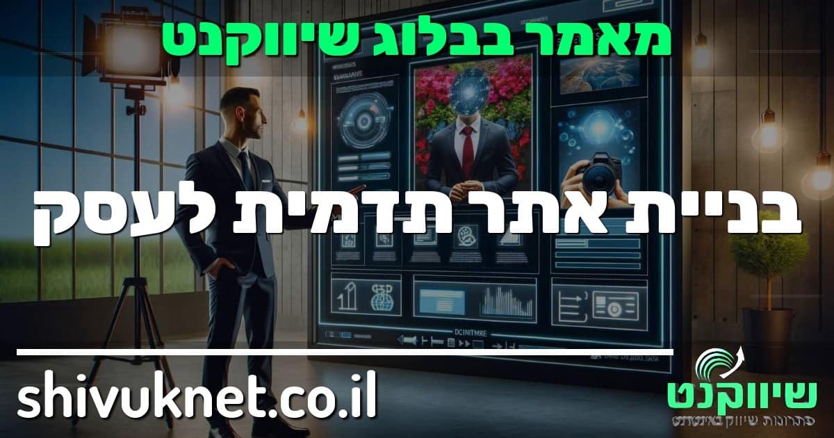 איש עסקים מציג אתר תדמית על מסך דיגיטלי גדול