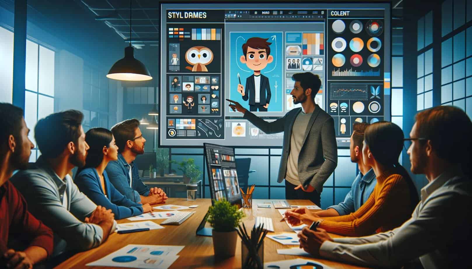 קונספט אמנותי ראשוני של סרטון אנימציה מוצג ללקוח