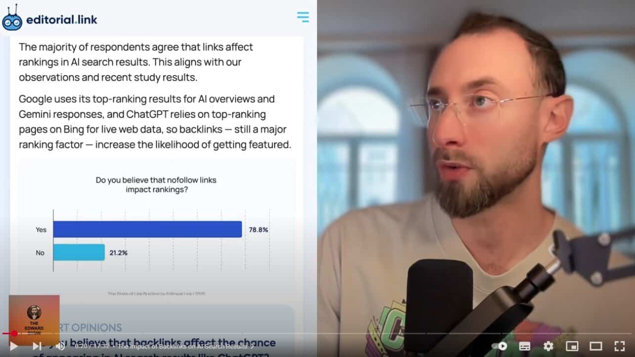 אדוורד סטורם חושף 80% ממומחי SEO טועים בנושא קישורי No-Follow וגם קישורים משפיעים על AI Search ארתור קלנדרוב סוקר את הממצאים + פודקאסט מסכם
