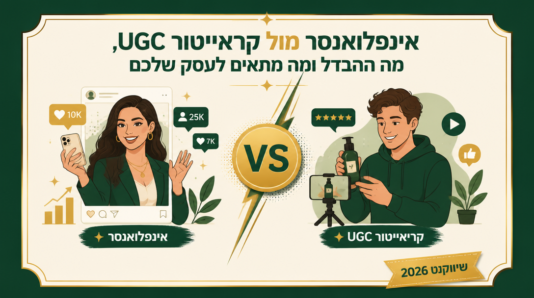 אינפלואנסר מול קריאייטור UGC, מה ההבדל ומה מתאים לעסק שלכם