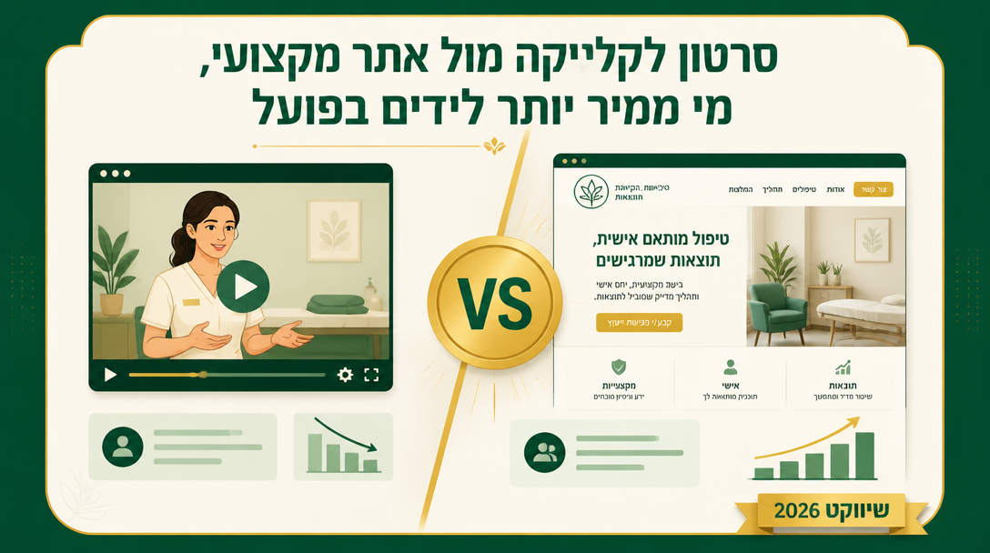 סרטון לקליניקה מול אתר מקצועי, מי ממיר יותר לידים בפועל