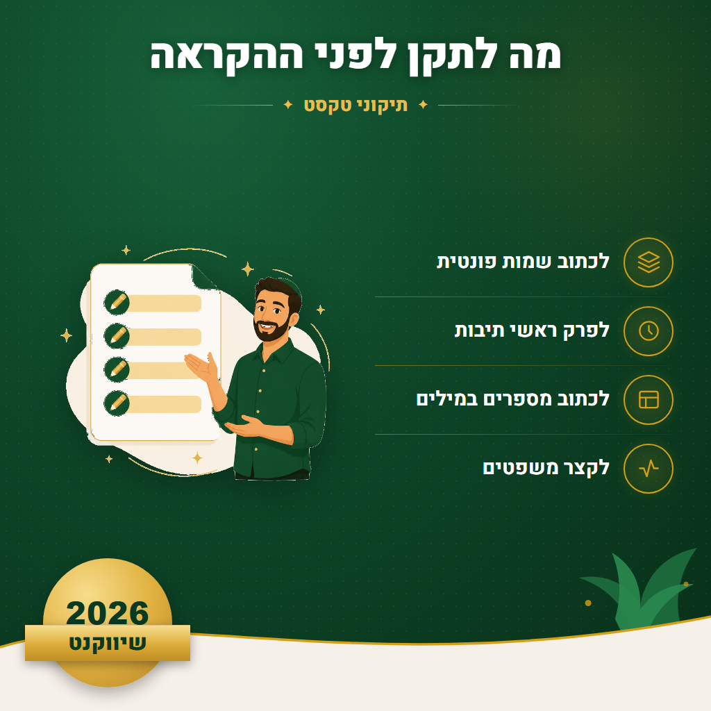 מה לתקן לפני ההקראה - תיקוני טקסט | שיווקנט