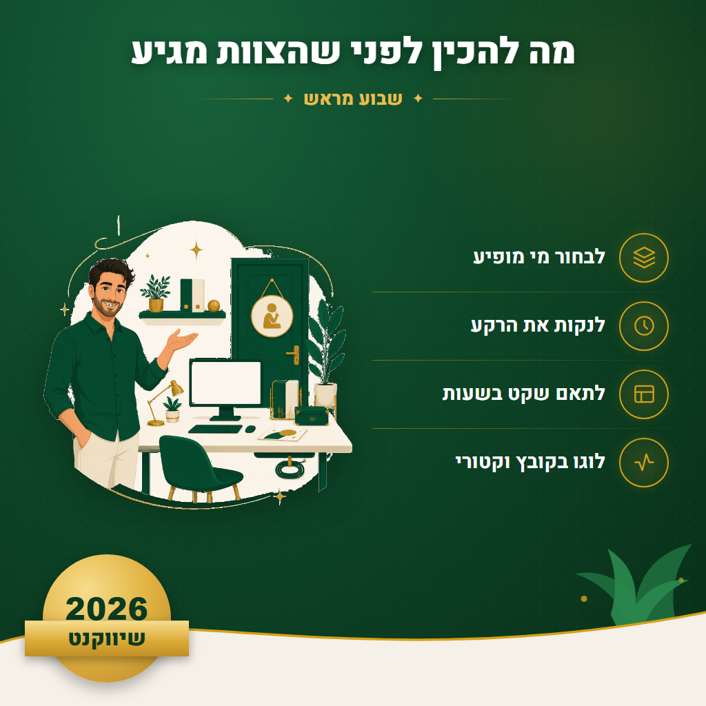 מה להכין לפני שהצוות מגיע - שבוע מראש | שיווקנט