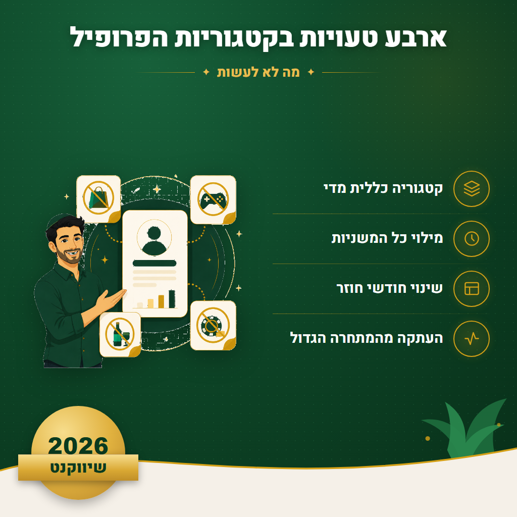 ארבע טעויות בקטגוריות הפרופיל - מה לא לעשות | שיווקנט