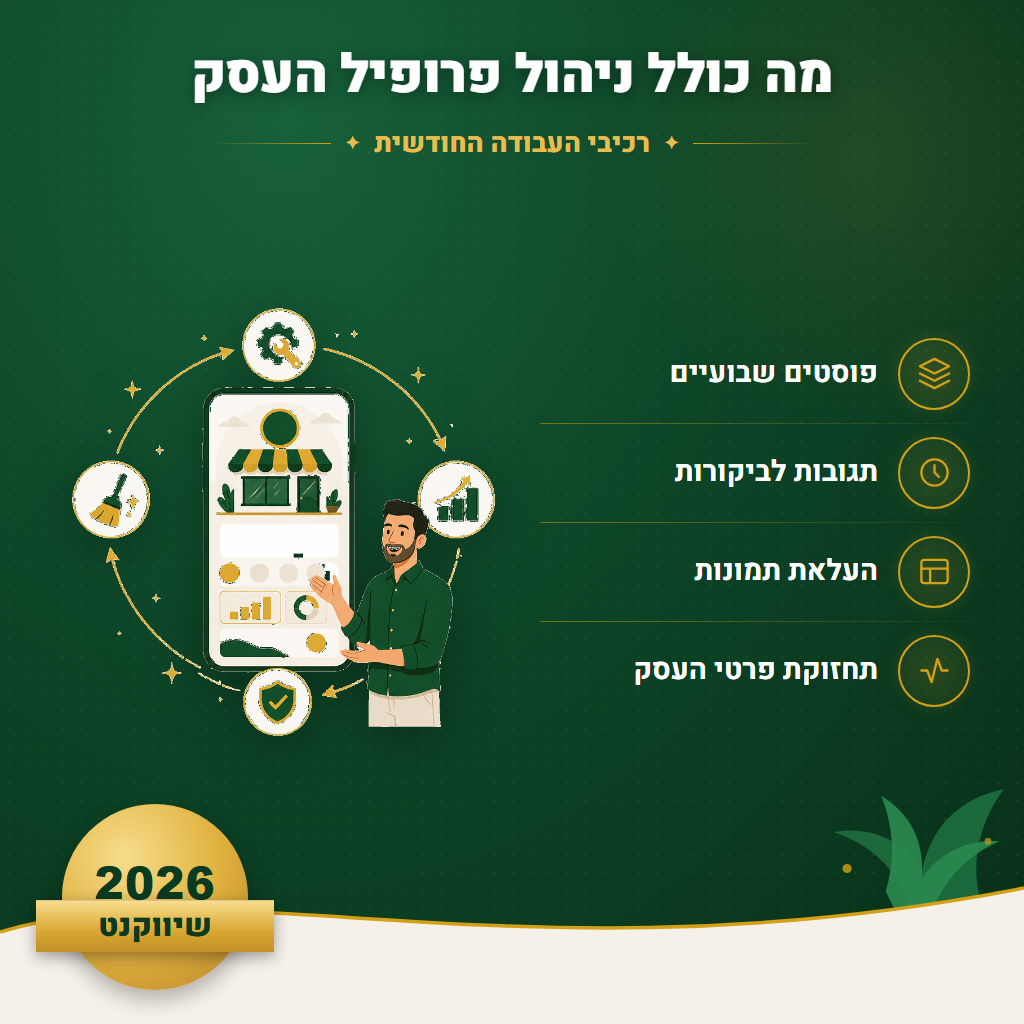 מה כולל ניהול פרופיל העסק - רכיבי העבודה החודשית | שיווקנט