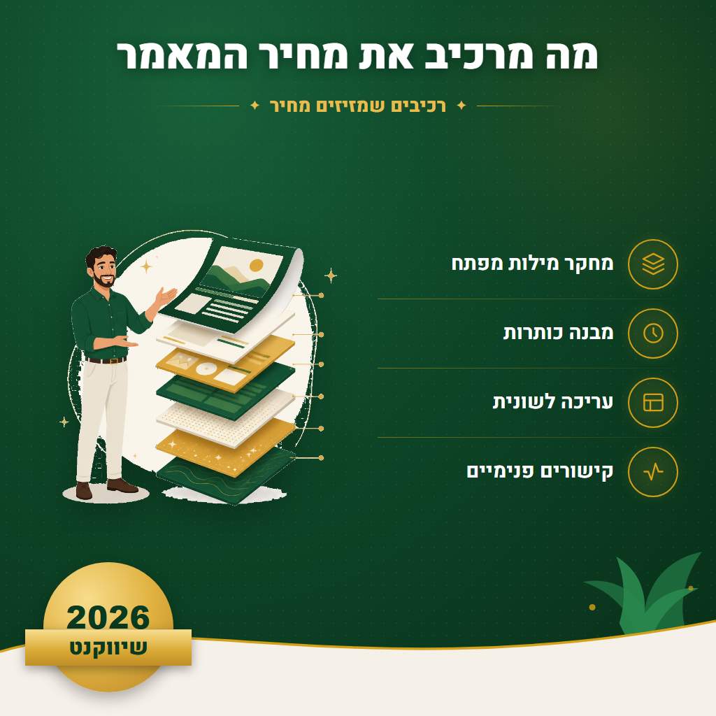 מה מרכיב את מחיר המאמר - רכיבים שמזיזים מחיר | שיווקנט