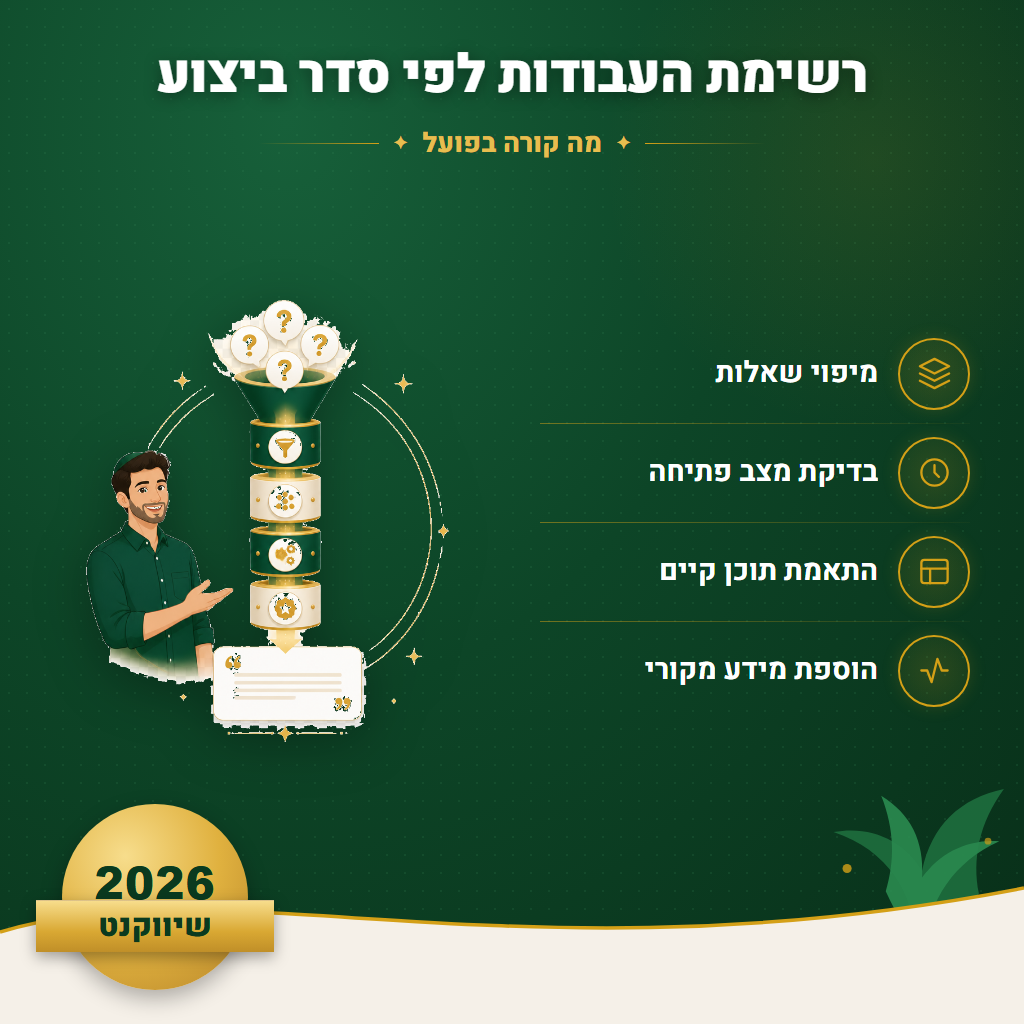 רשימת העבודות לפי סדר ביצוע - מה קורה בפועל | שיווקנט