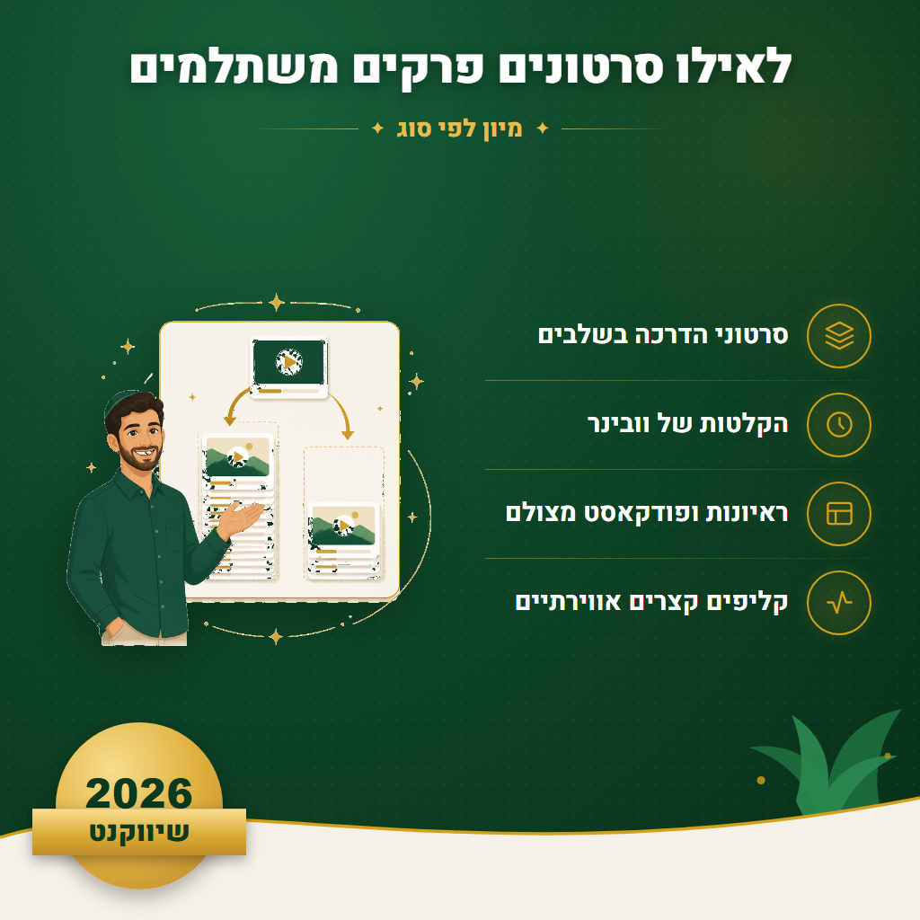 לאילו סרטונים פרקים משתלמים - מיון לפי סוג | שיווקנט