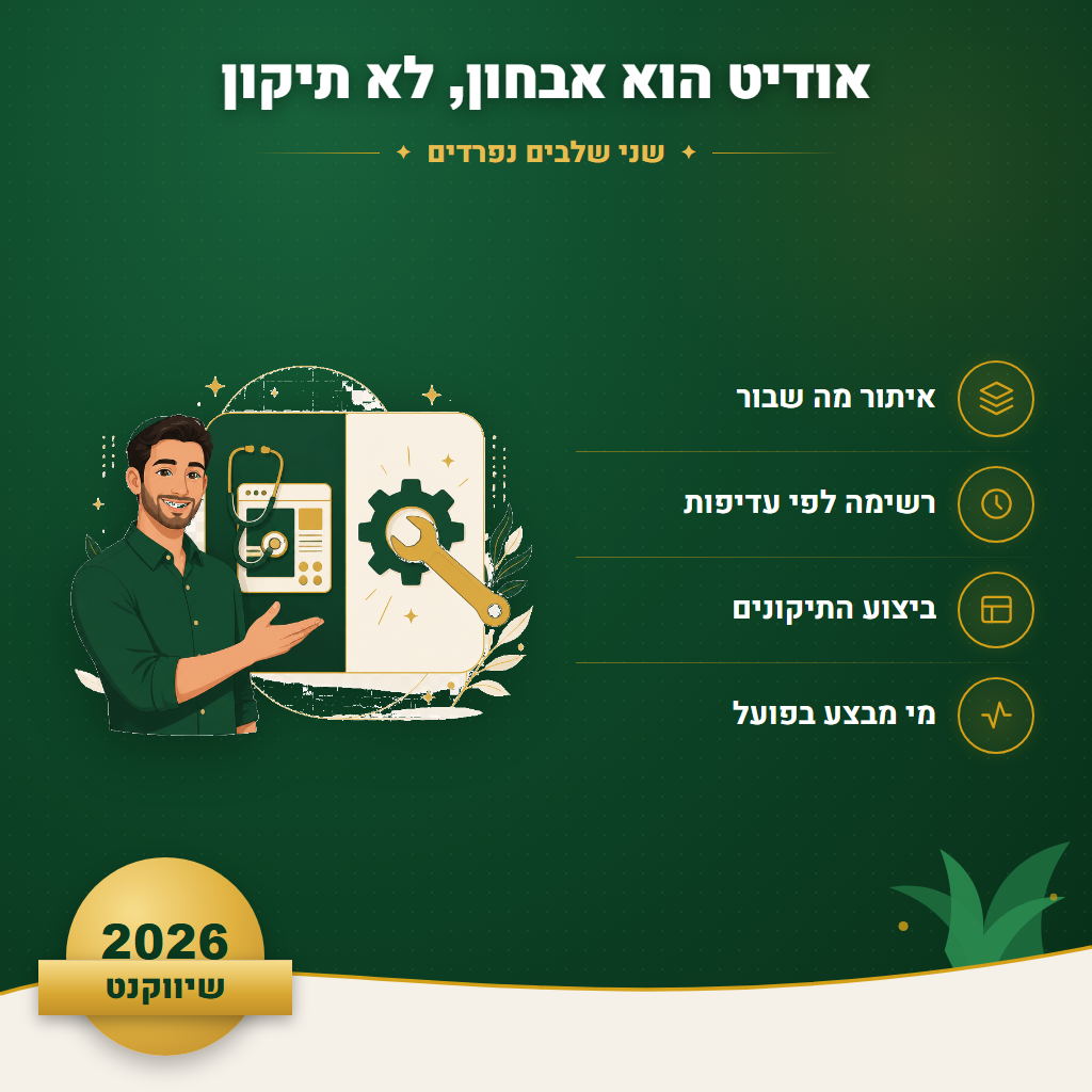 אודיט הוא אבחון, לא תיקון - שני שלבים נפרדים | שיווקנט