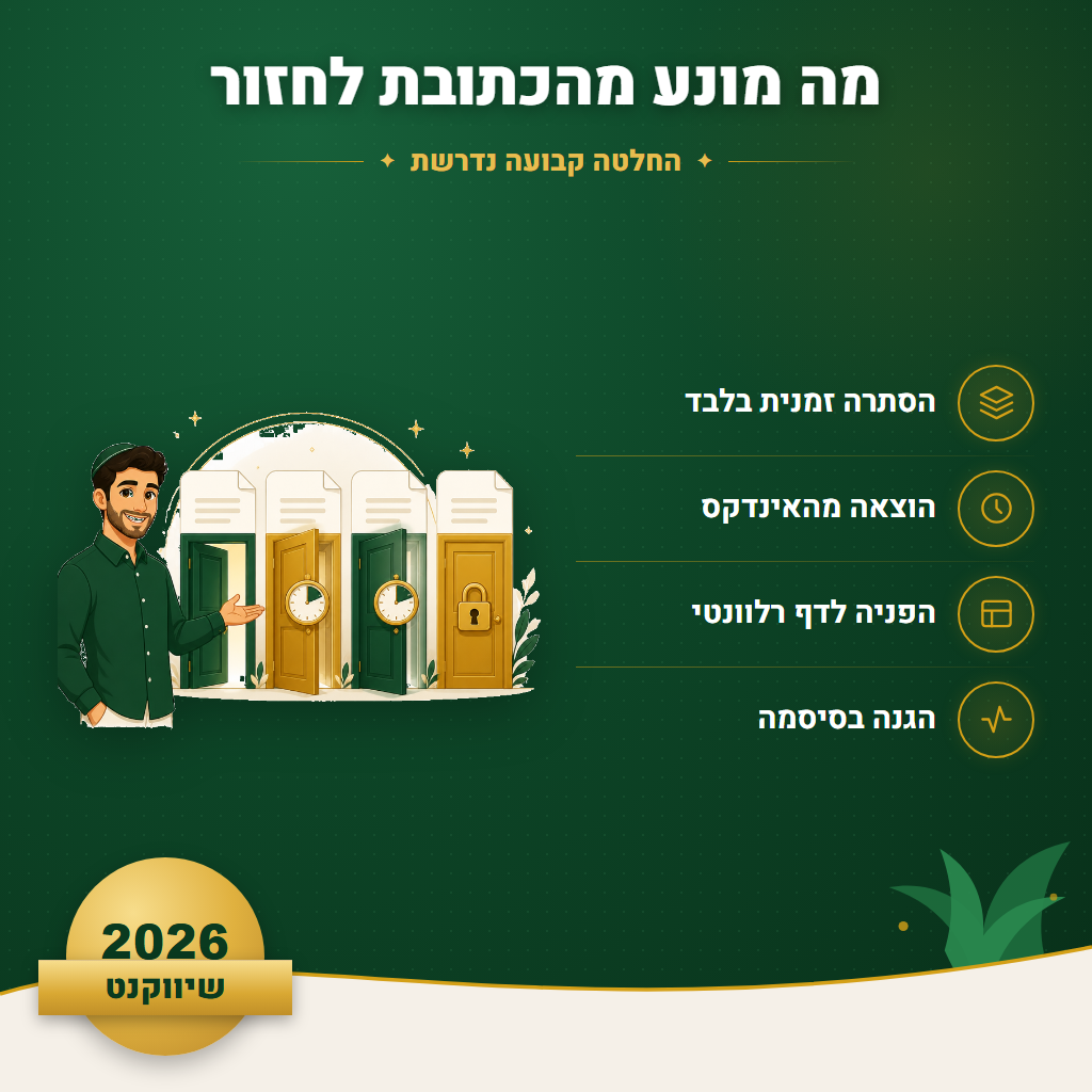 מה מונע מהכתובת לחזור - החלטה קבועה נדרשת | שיווקנט