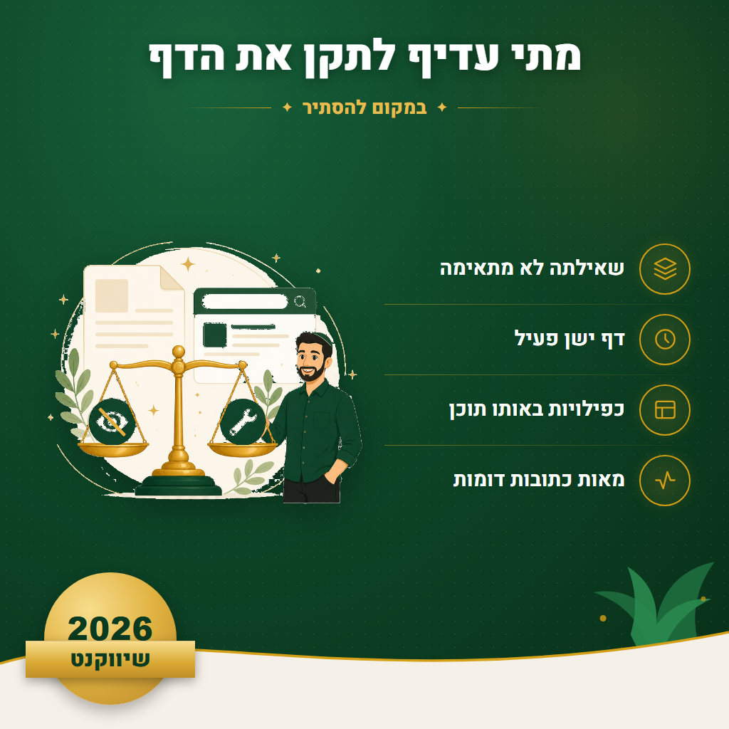 מתי עדיף לתקן את הדף - במקום להסתיר | שיווקנט
