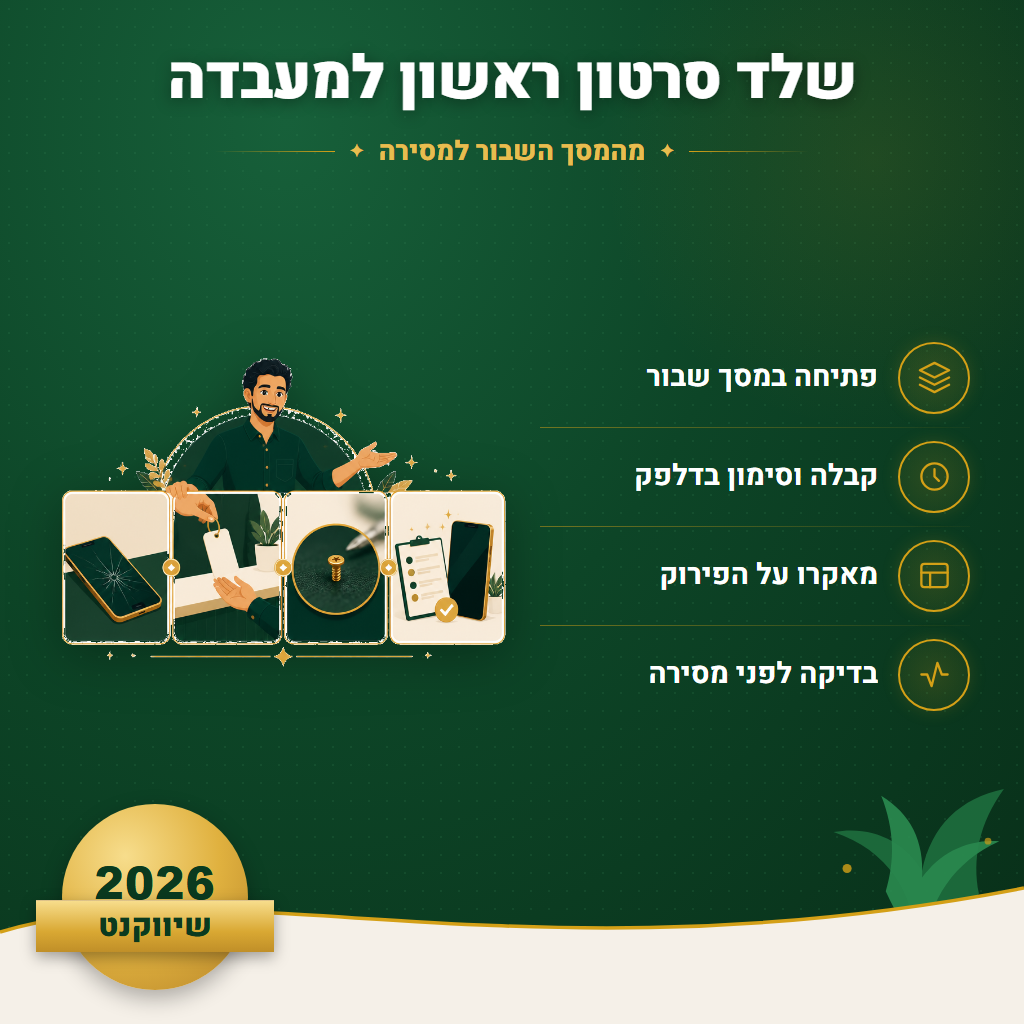 שלד סרטון ראשון למעבדה - מהמסך השבור למסירה | שיווקנט