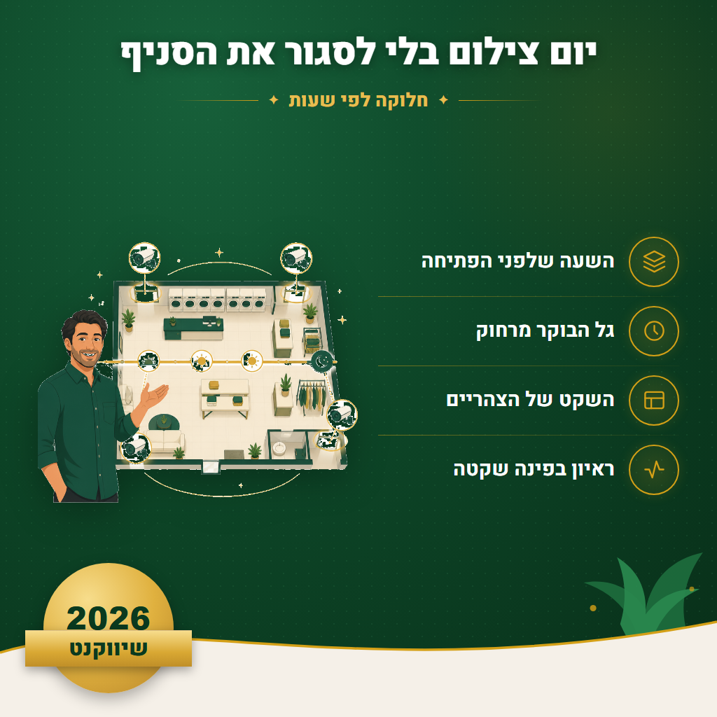 יום צילום בלי לסגור את הסניף - חלוקה לפי שעות | שיווקנט