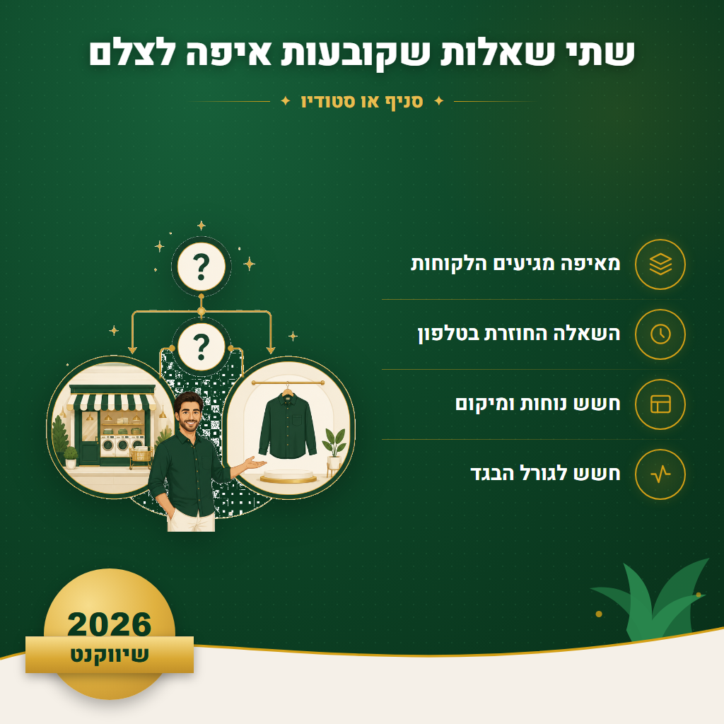 שתי שאלות שקובעות איפה לצלם - סניף או סטודיו | שיווקנט