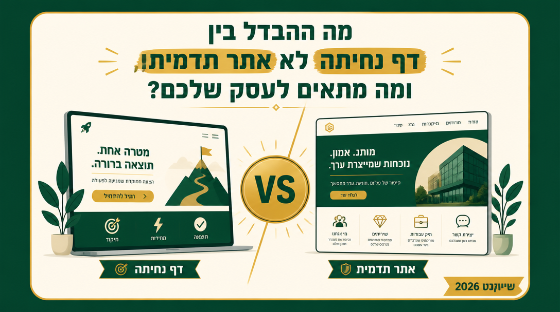 מה ההבדל בין דף נחיתה לאתר תדמית, ומה מתאים לעסק שלכם? - שיווקנט