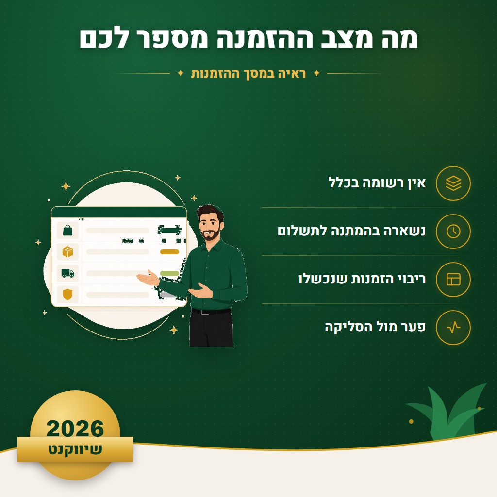 מה מצב ההזמנה מספר לכם - ראיה במסך ההזמנות | שיווקנט